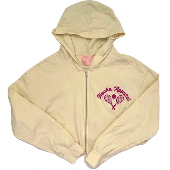 Hoaka Apparel Yellow Cropped Zipper Hoodie - Picture 2 of 4